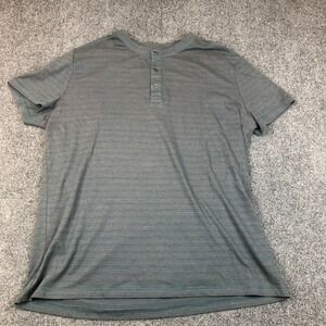 VTG Marc Anthony Mens Size XXL Henley Shirt Gray Striped Short Sleeve